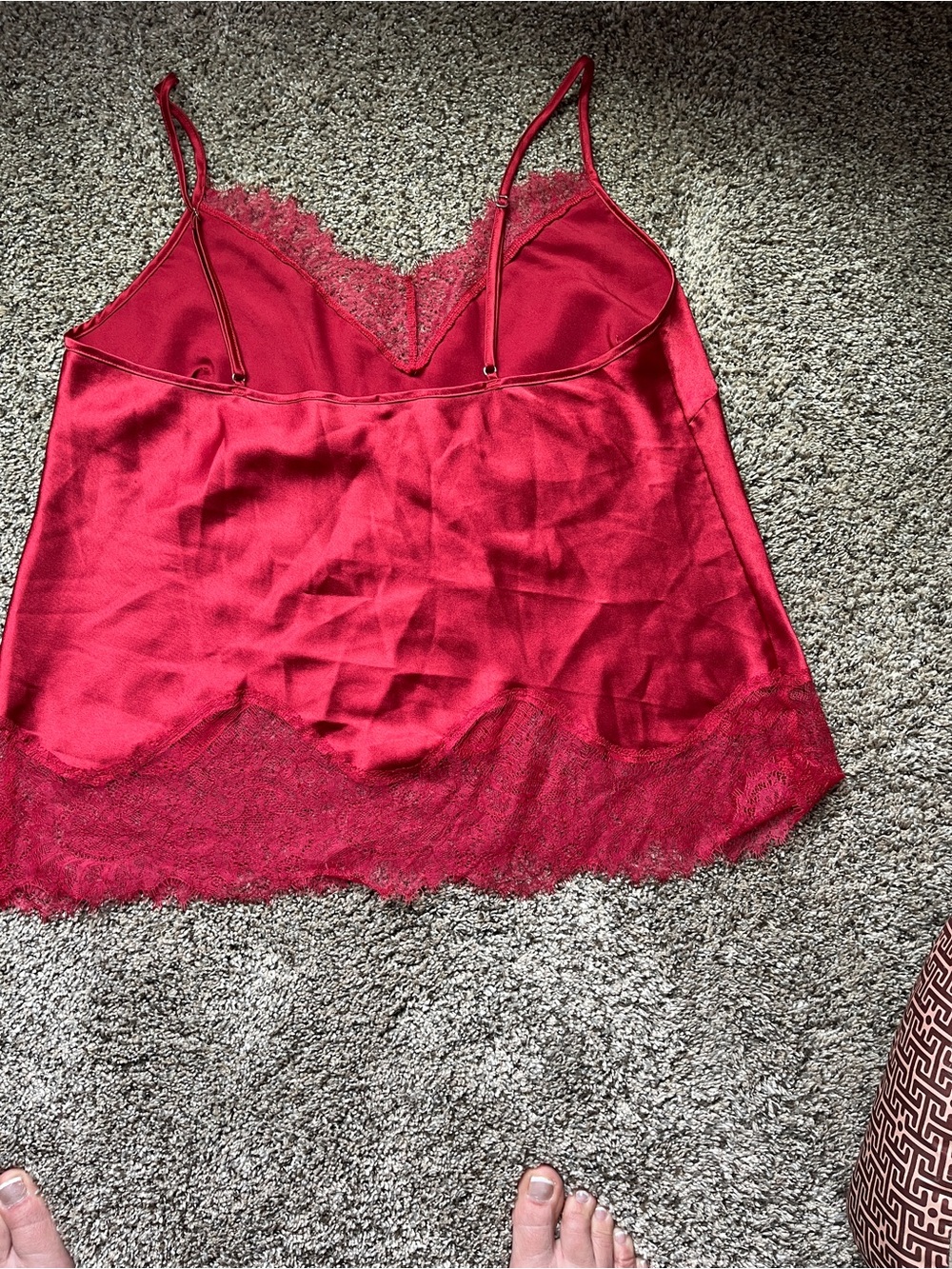 Victoria's Secret Red Satin & Lace Chemise Slip